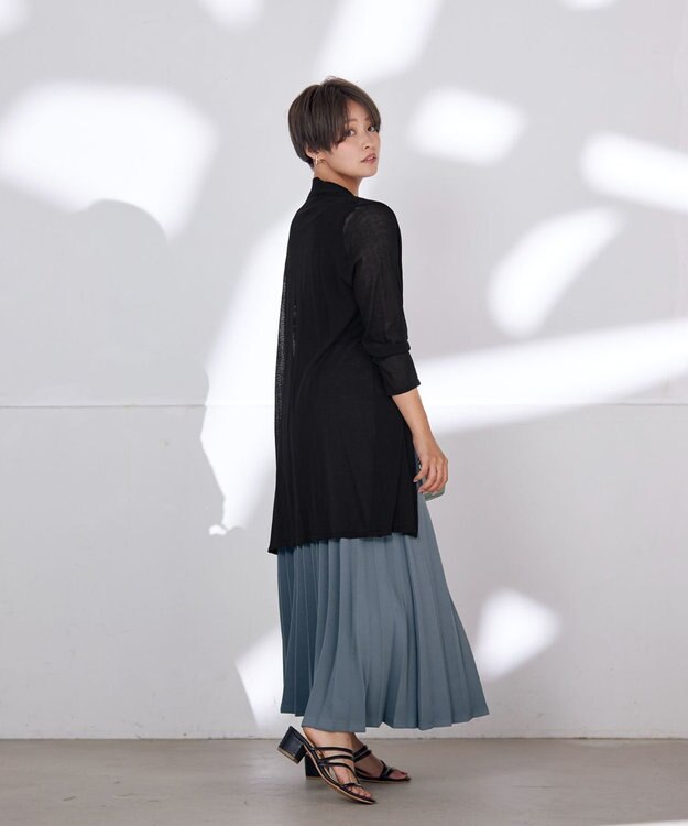 Tiaclasse 【ウエストゴム・洗える】カットソーアコーディオンプリーツスカート グレー