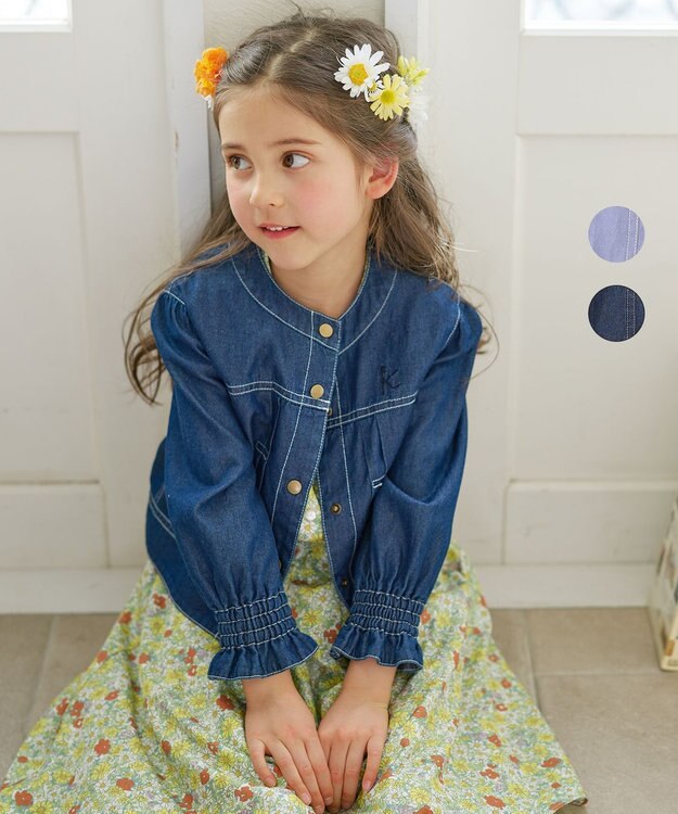 組曲 KIDS 【150-160cm】ラウンドカラー デニムジャケット ネイビー系