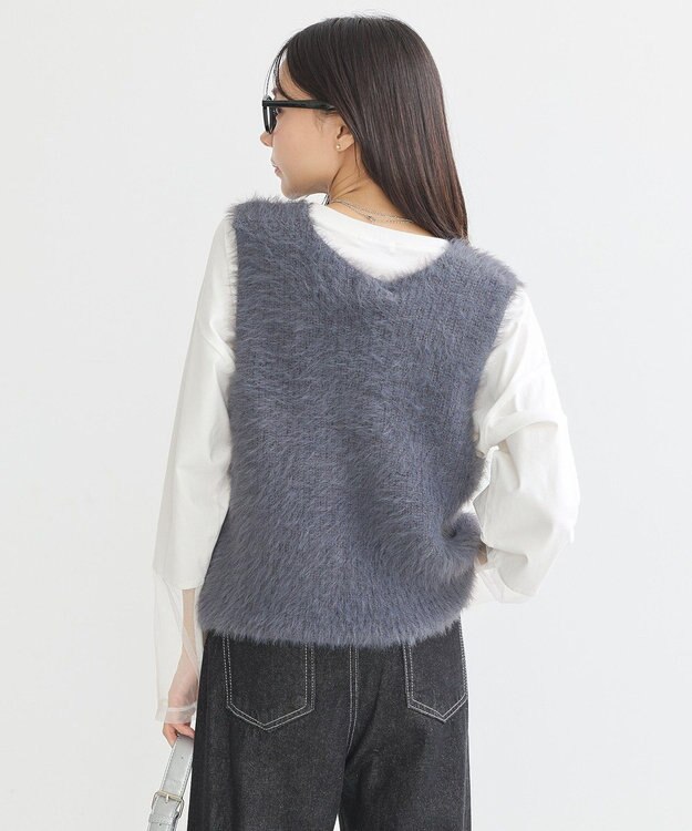 earth music&ecology シャギーベスト Light Gray