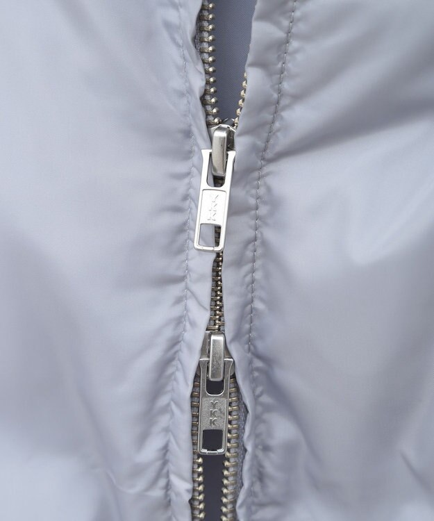 earth music&ecology 2wayパファー ショートブルゾン ブルーグレー