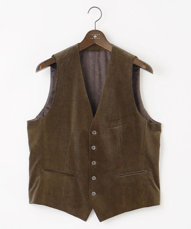 JOSEPH ABBOUD 【遠州産素材/オーガニックコットン】ソフトコーデュロイ ベスト ダークブラウン系