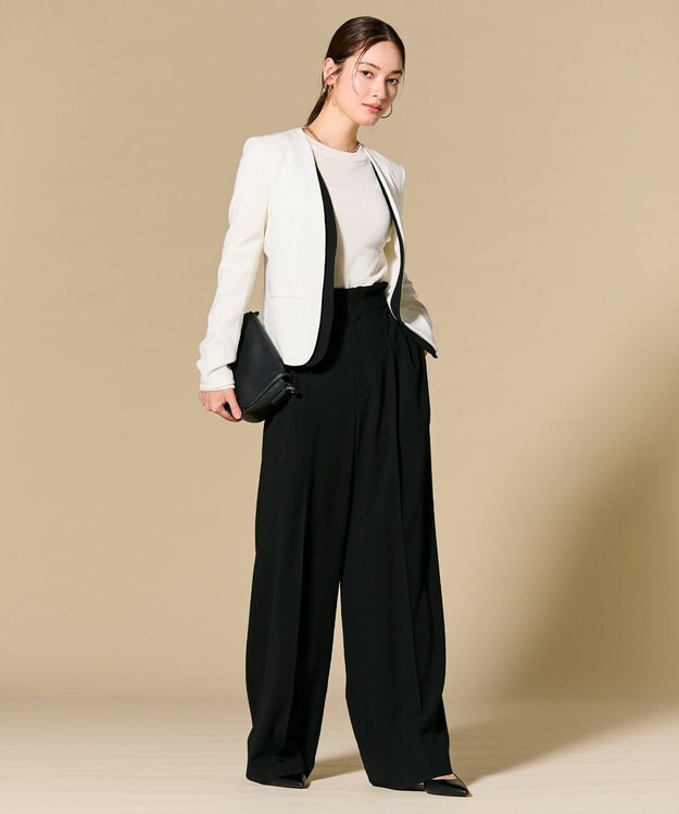 BEIGE， 【Lsize・セットアップ対応】CINDY / ダブルカラージャケット White×Black