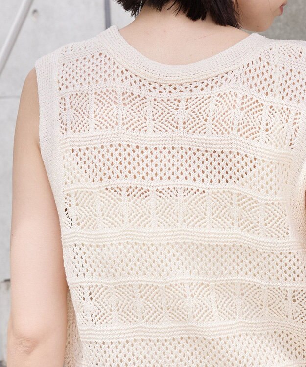 AMERICAN HOLIC 【前後2WAY】レース編みニットベスト Ivory