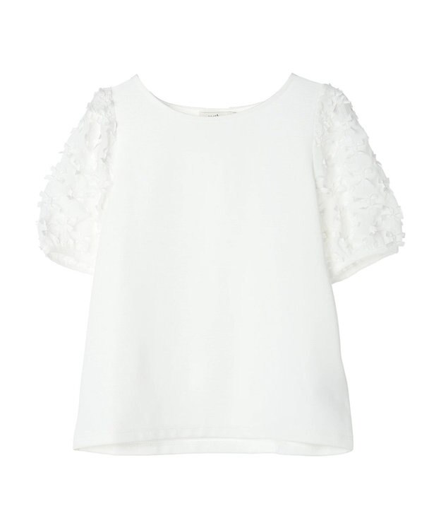 earth music&ecology リボンスリーブプルオーバー Ivory