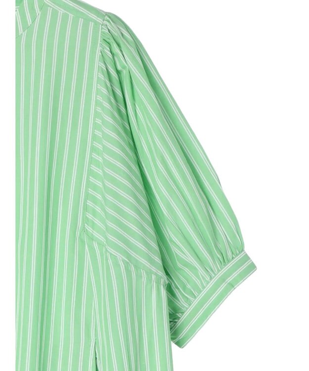 earth music&ecology ポプリンフレアワンピース Stripe Green