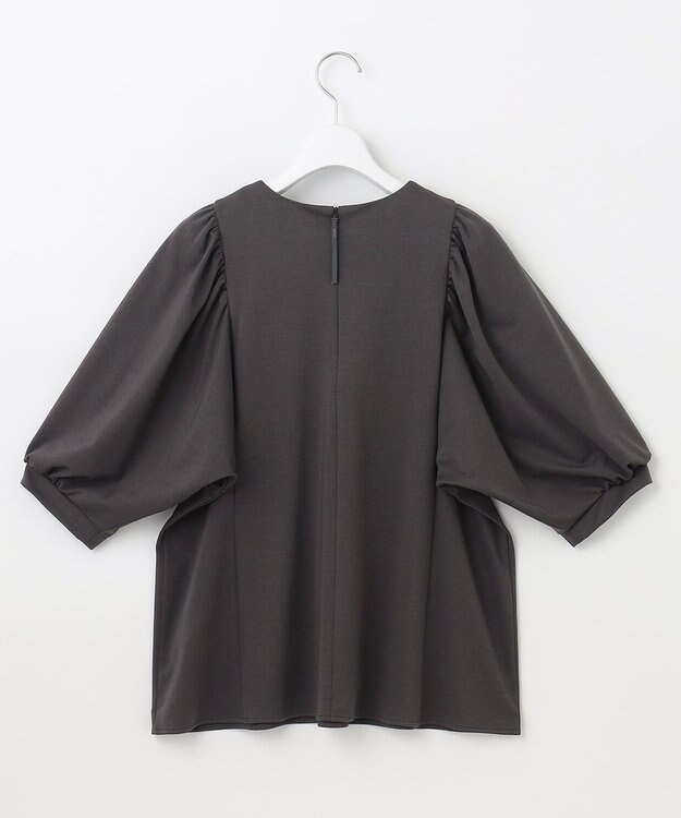 自由区 【洗える・XSサイズあり】ハイツイストポンチボリューム袖 カットソー グレー系