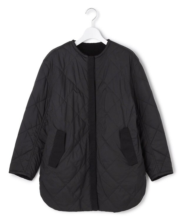 ICB L 【リバーシブル着用可能】 リバーシブルキルト ミドル丈コート ブラック系