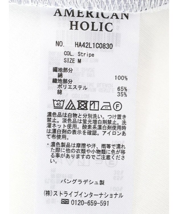 AMERICAN HOLIC 異素材バックタックドッキングプルオーバー Stripe