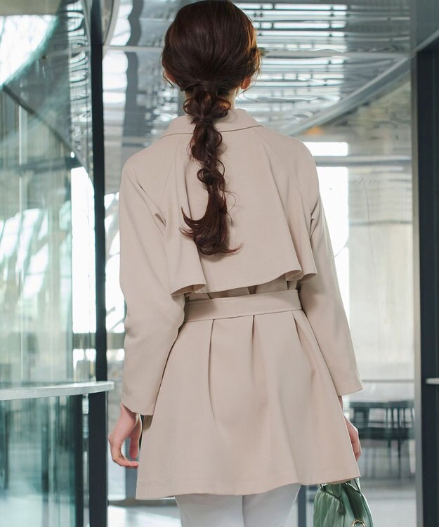 Tiaclasse ステンカラーフレアミドルコート グレージュ