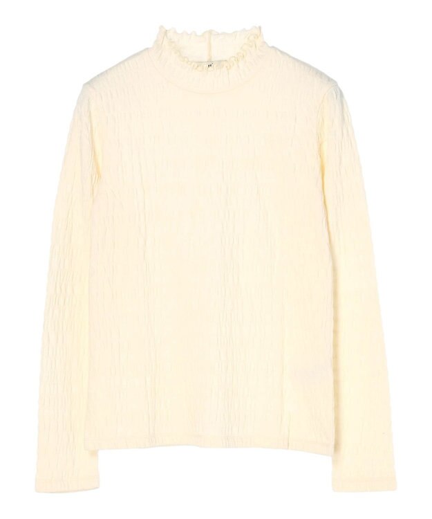 earth music&ecology シャーリングハイネックプルオーバー Ivory