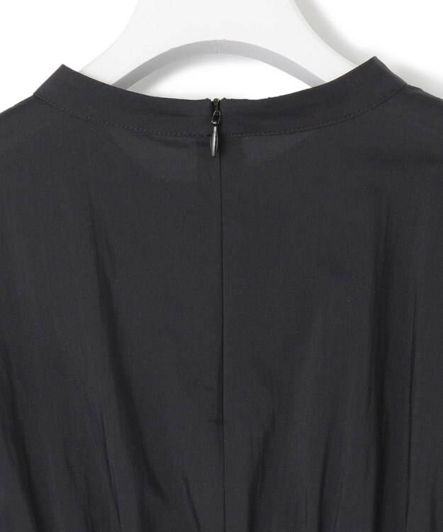 23区 S 【撥水加工/洗える】シアーナイロンツイル ギャザー ブラウス ブラック系