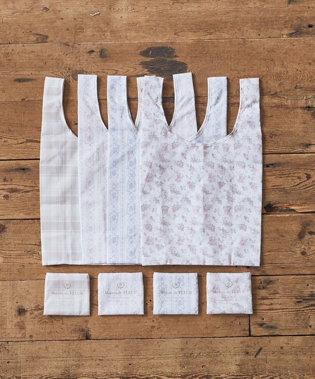 Maison de FLEUR チェックプリントエコバッグ Beige