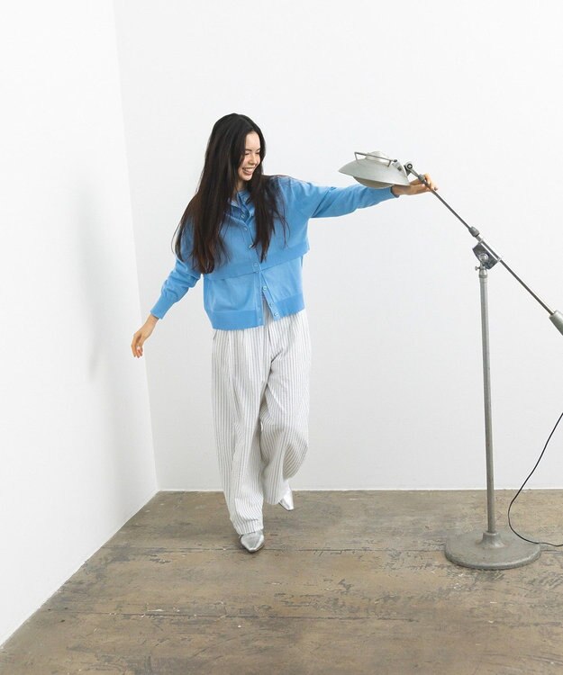 CRAFT STANDARD BOUTIQUE ベルトデザインワイドパンツ Stripe White