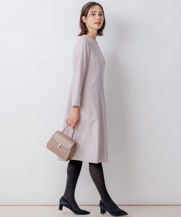 組曲 【WEB限定】ウールジョーゼット フレアワンピース ローズ系