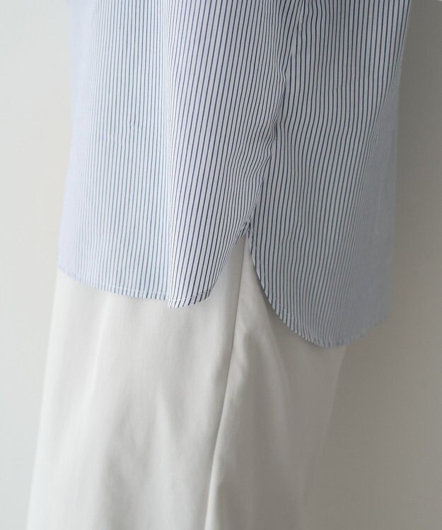 YECCA VECCA ストライプ柄レース切替ブラウス Off White