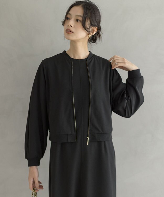 組曲 【ご好評につき追加生産！】ジョーゼットジャージー ブルゾン ブラック系