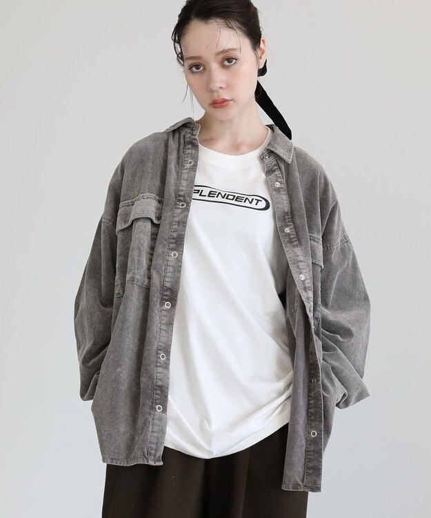 Green Parks ・ＥＬＥＮＣＡＲＥ　ＤＵＥ　ケミカルコーデュロイシャツ Gray