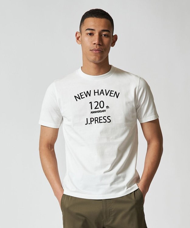 J.PRESS MEN 【120th anniversary】フロッキープリントTシャツ ホワイト系