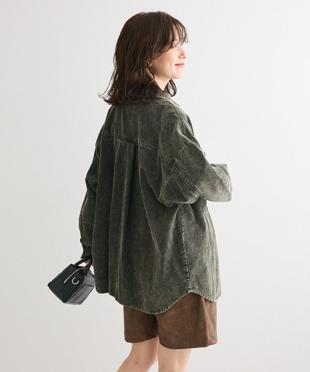 Green Parks ・ＥＬＥＮＣＡＲＥ　ＤＵＥ　ケミカルコーデュロイシャツ Green