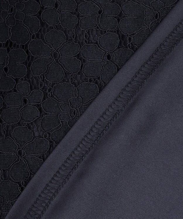 組曲 L 【先行予約・WEB限定】フラワーラッセルレーススタンド襟 ブラウス ネイビー系