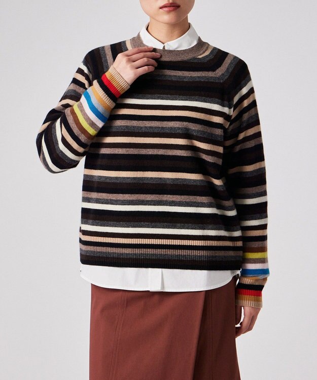 Paul Smith カシミヤブレンド ストライプ ニット ブラウン