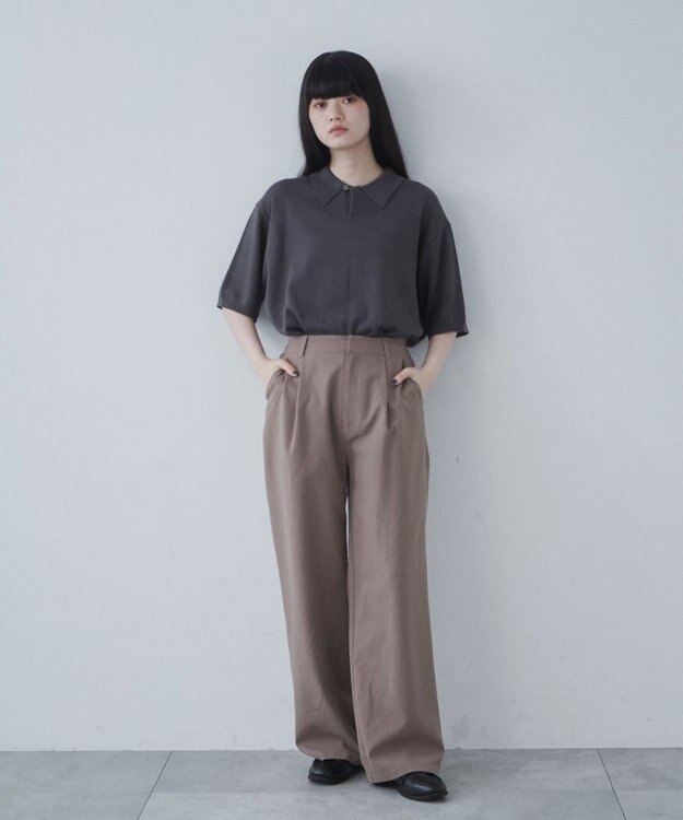 WEGO 【ユニセックス着用ITEM】スキッパーニットポロ ダークグレー