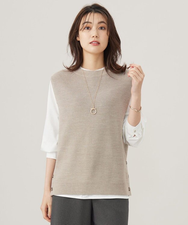 J.PRESS LADIES 【洗える】DRALON MERINO ニット ベスト ベージュ系