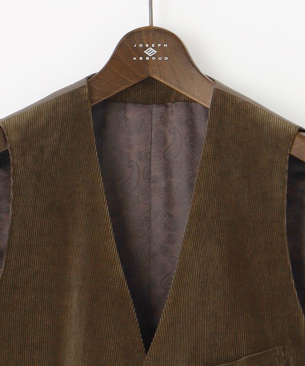 JOSEPH ABBOUD 【遠州産素材/オーガニックコットン】ソフトコーデュロイ ベスト ダークブラウン系