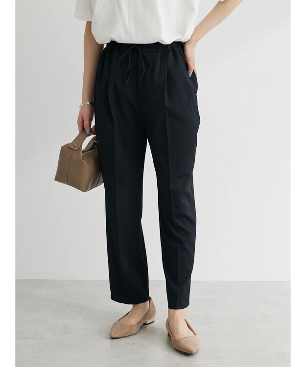 Green Parks さらっときれいシルエットパンツ Black