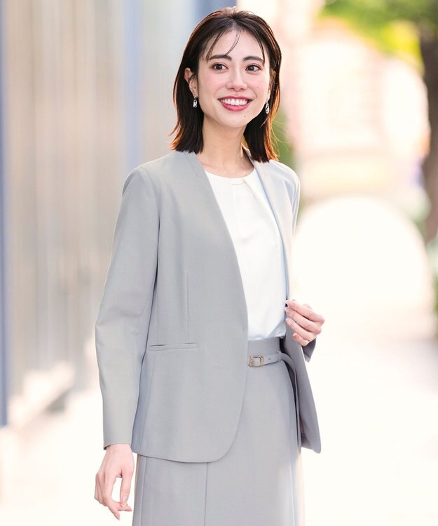 ANY SIS スマートビューティストレッチカラーレス ジャケット グレー