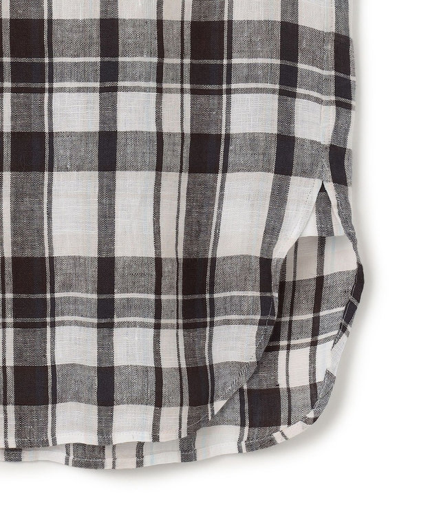 23区 【先行予約】LIBECOリネン チェック シャツ ダークブラウン系