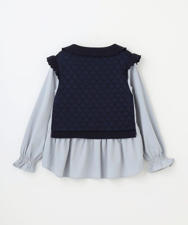 組曲 KIDS 【110-140㎝】フラワーキルトレイヤード トップス ネイビー系