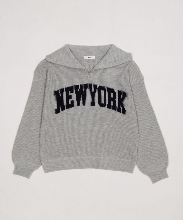 WEGO NEWYORKハーフジップニット 杢グレー