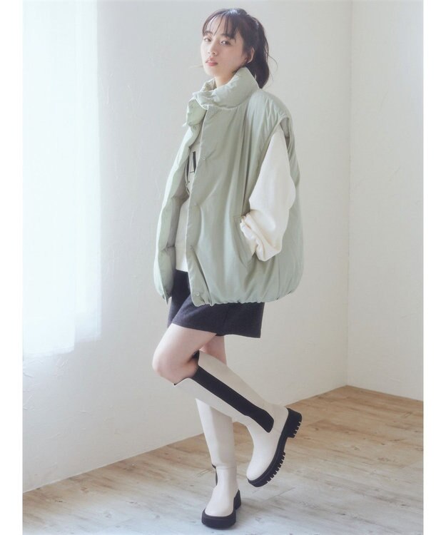 earth music&ecology パファーベスト Light Green