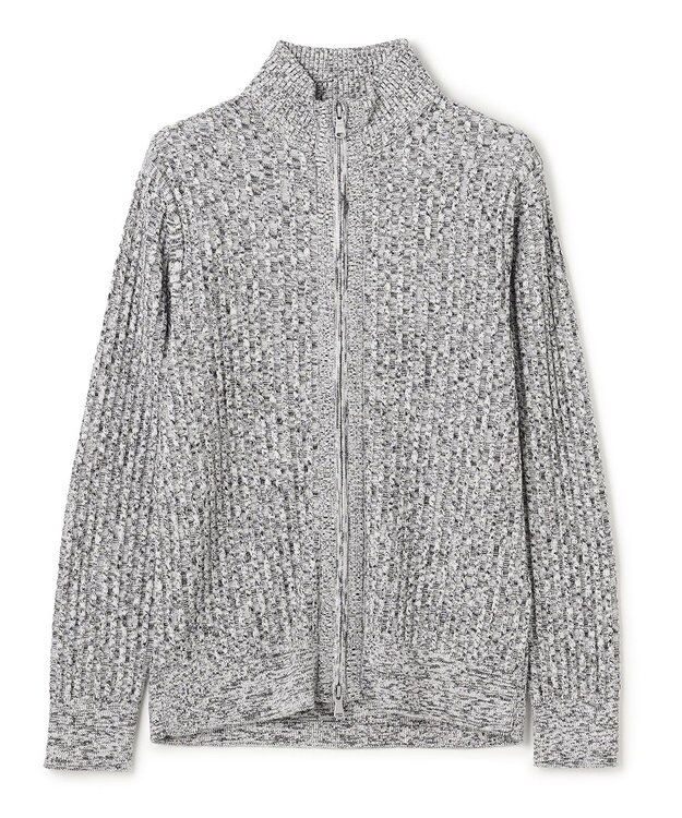 JOSEPH HOMME 【新柄】シルクバルキー　ハイネックジップアップニット ライトグレー系