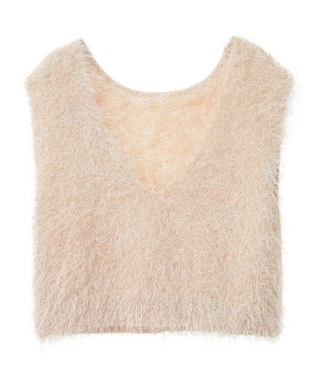 AMERICAN HOLIC 選べる丈２サイズ前後２ｗａｙシャギーベスト Ivory