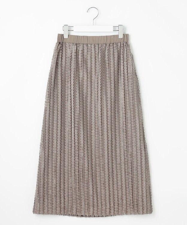 自由区 【セットアップ対応・洗える】フリンジジャガード スカート モカ