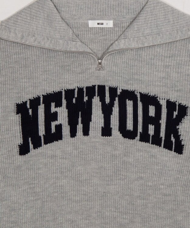 WEGO NEWYORKハーフジップニット 杢グレー
