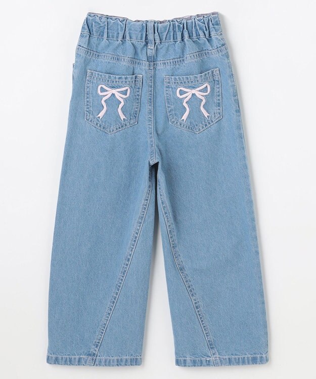 ANY KIDS 【一部店舗/WEB先行販売アイテム】【洗濯機可能】刺繍 ワイドデニムパンツ インディゴ