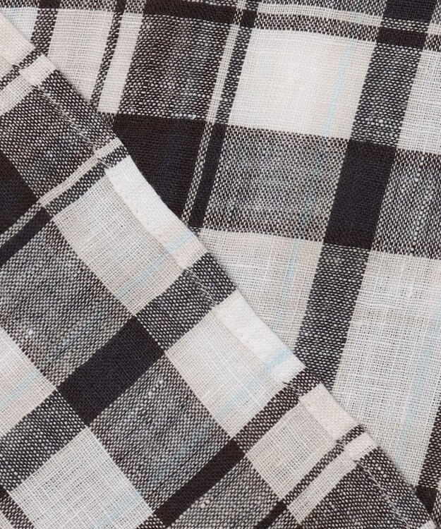 23区 【先行予約】LIBECOリネン チェック シャツ ダークブラウン系