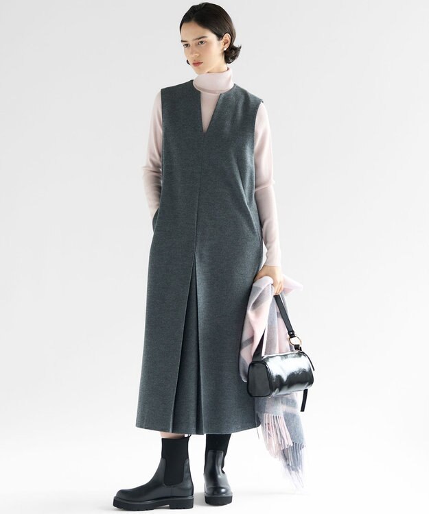 23区 【見上愛さん着用/生活防水】リブニット ブーツ ブラック系