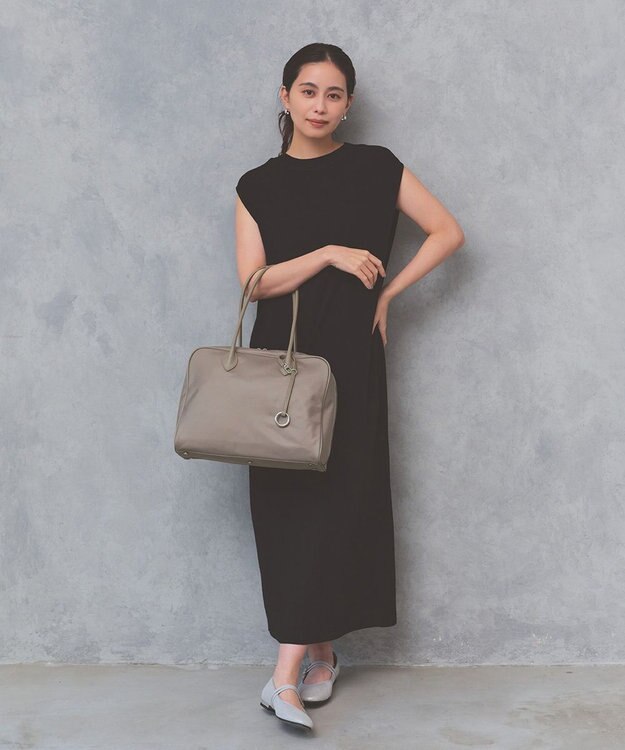 TOPKAPI 【Breath TOPKAPI】PRIM プリム ナイロン ラウンドスクエア ボストン トートバッグ チャーム付き　A4 / 軽量 グレージュ