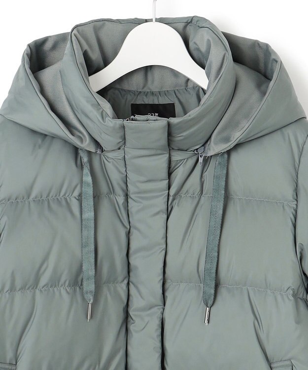 23区 L 【洗える/撥水加工】シレータフタ コンパクト ダウンコート モスグリーン系
