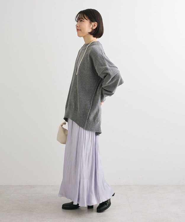 Green Parks リラックスモールニットチュニック Gray