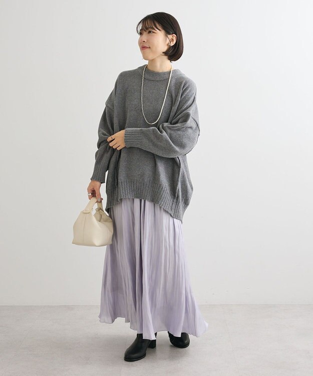 Green Parks リラックスモールニットチュニック Gray