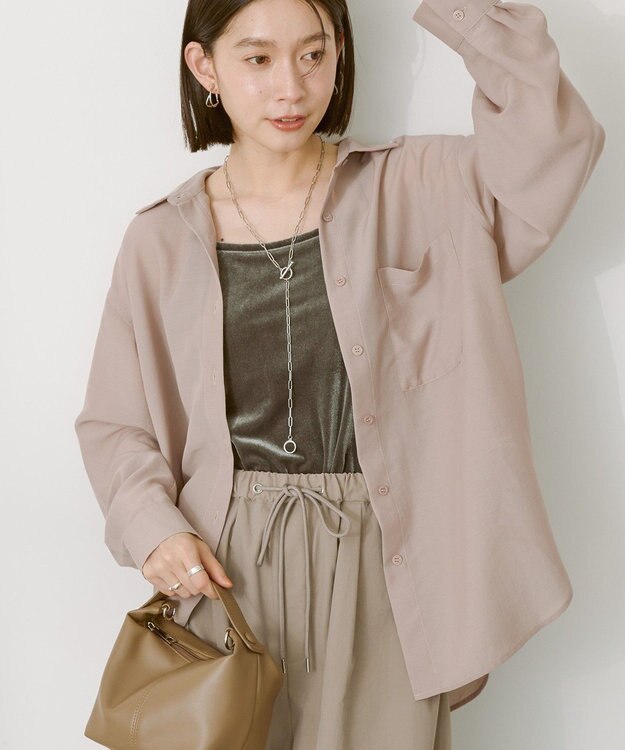 AMERICAN HOLIC シアーボイルオーバーシルエットシャツ Beige