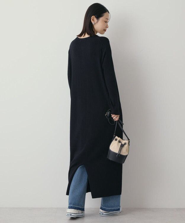 AMERICAN HOLIC バイパチリブヘンリーニットワンピース Black