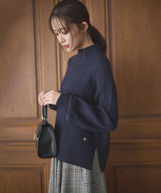 組曲 バルキーケーブル ニット ネイビー系