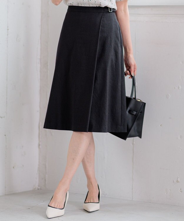 23区 S 【セットアップ対応】アイアスマットストレッチ フレア スカート ブラック系