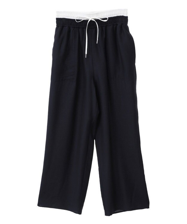 Green Parks 接触冷感ウエストレイヤードツイルパンツ Dark Navy